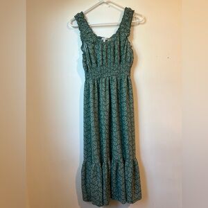 Patrons of Peace Teal Patterned Midi Dress
